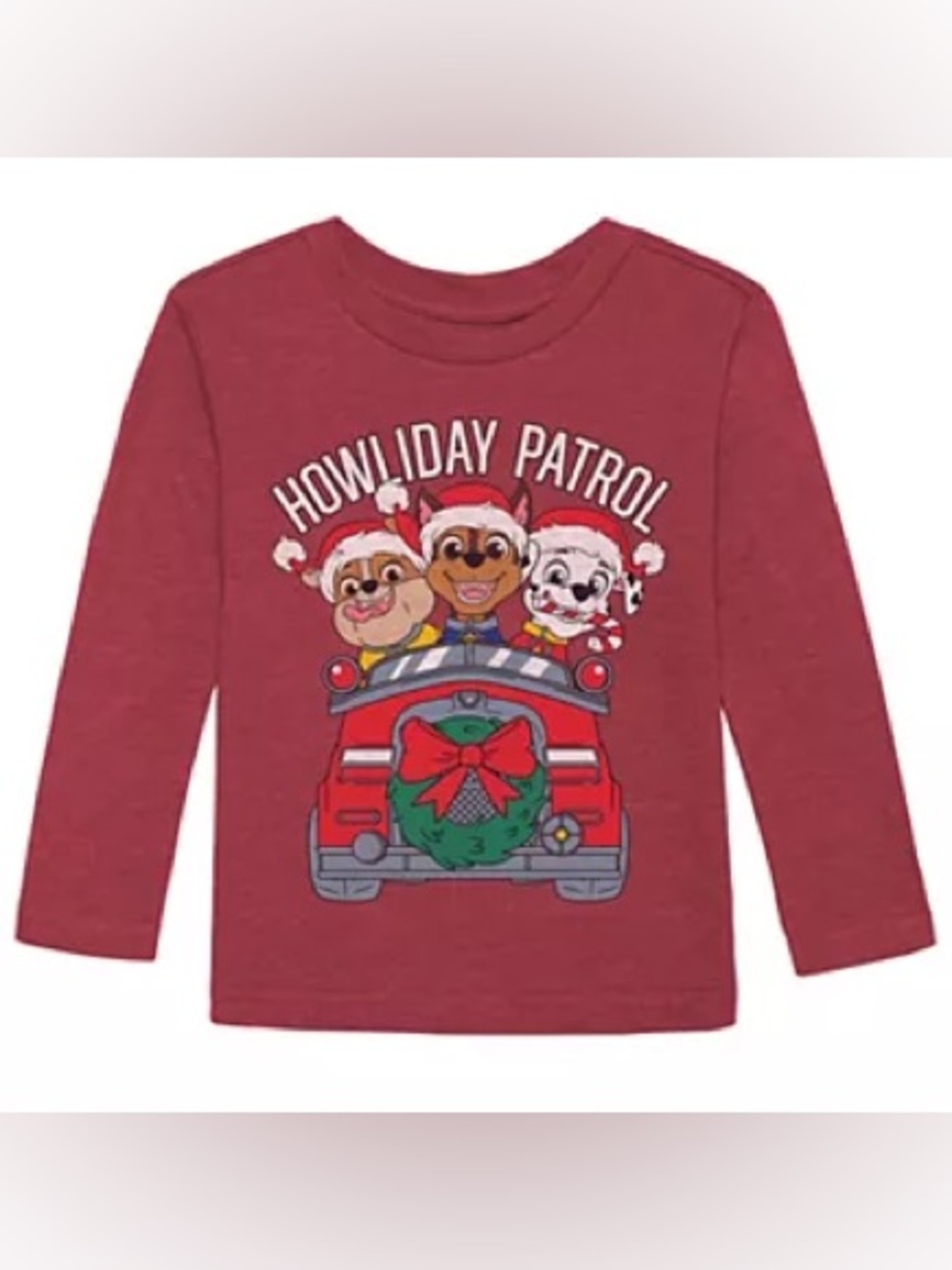 Jumping Beans Paw Patrol Howliday Long Sleeve Red Holiday Shirt Pups Santa Tee 7